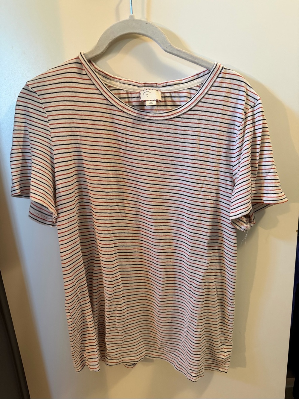 Anthropologie Striped Short Sleeve Tee in White, Navy & Red